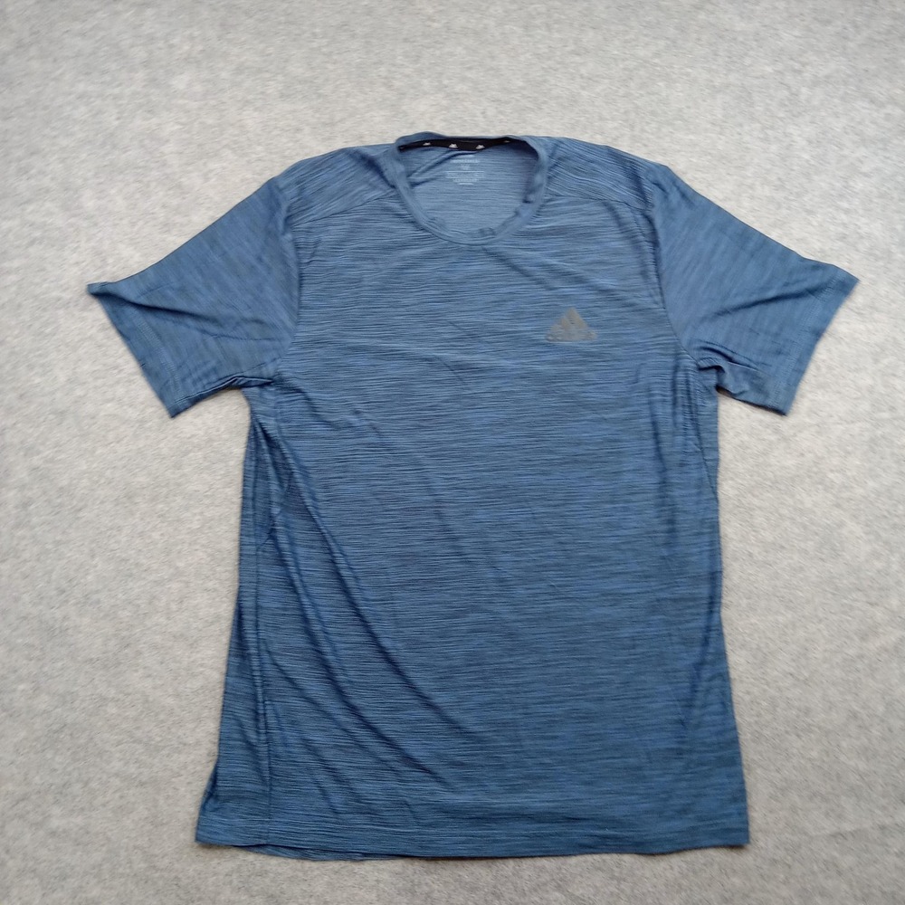 Adidas Shirt Mens Medium Blue AEROREADY Primegreen Short Sleeve Athletic Top